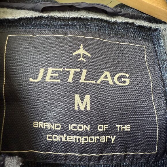 Jet Lag Navy Hooded Jacket Mens Medium‎ Quilted Puffer - Picture 3 of 3